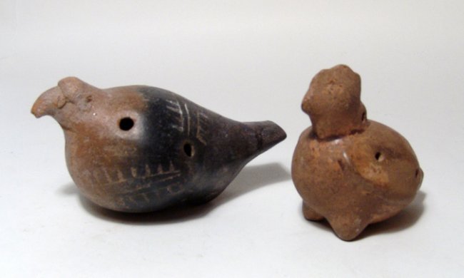 2 ceramic avian ocarinas from Costa Rica & Colombia (1 of 2)