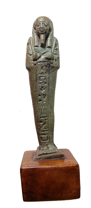 An attractive Egyptian green faience ushabti (1 of 4)