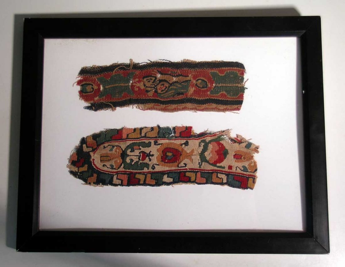 Multi-colored Coptic textile fragments from Egypt (1 of 2)