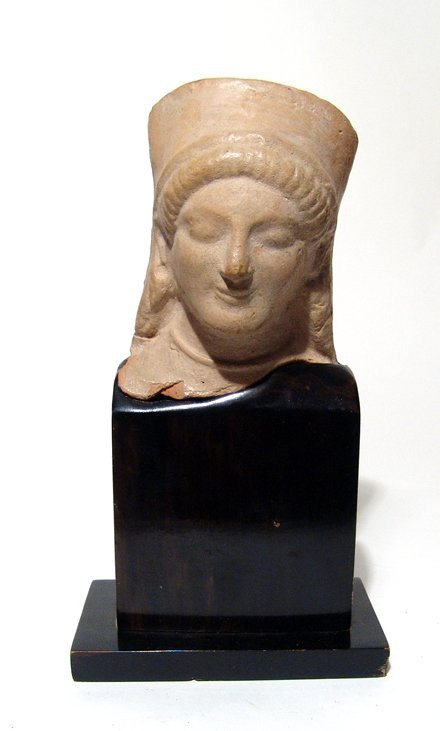 A Greek terracotta head of a goddess (1 of 4)