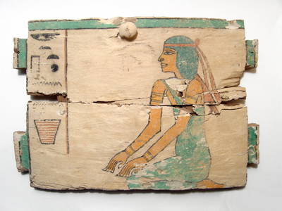 A beautiful Egyptian wood ushabti box panel