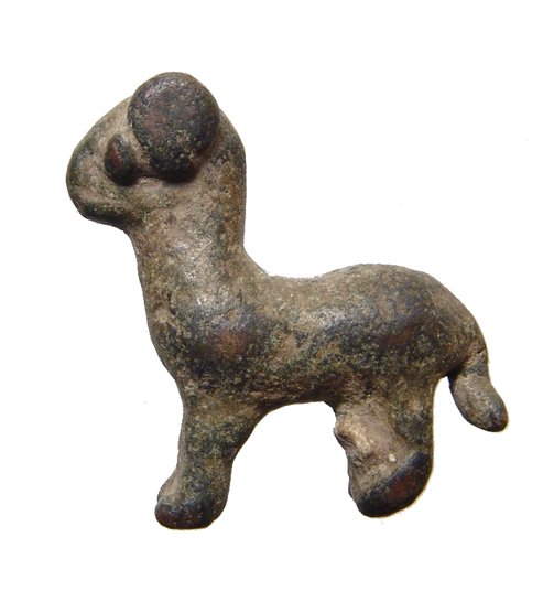 Near Eastern bronze figure of a horned goat (1 of 2)