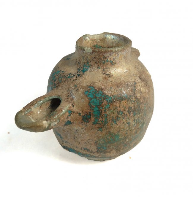 Persian faience glazed oil lamp, Sultanabad (1 of 4)