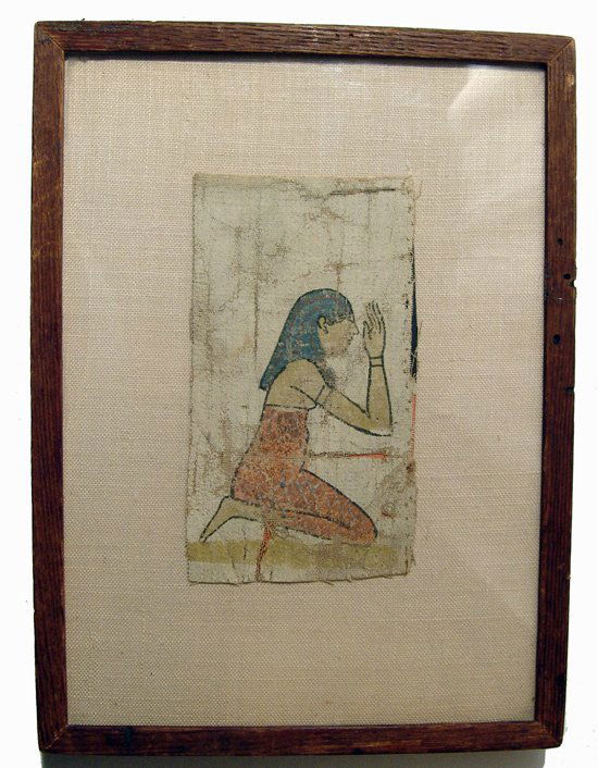 A beautiful painted linen panel depicting a mourner (1 of 2)