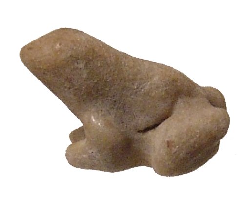 Egyptian faience amulet of a frog, New Kingdom (1 of 3)