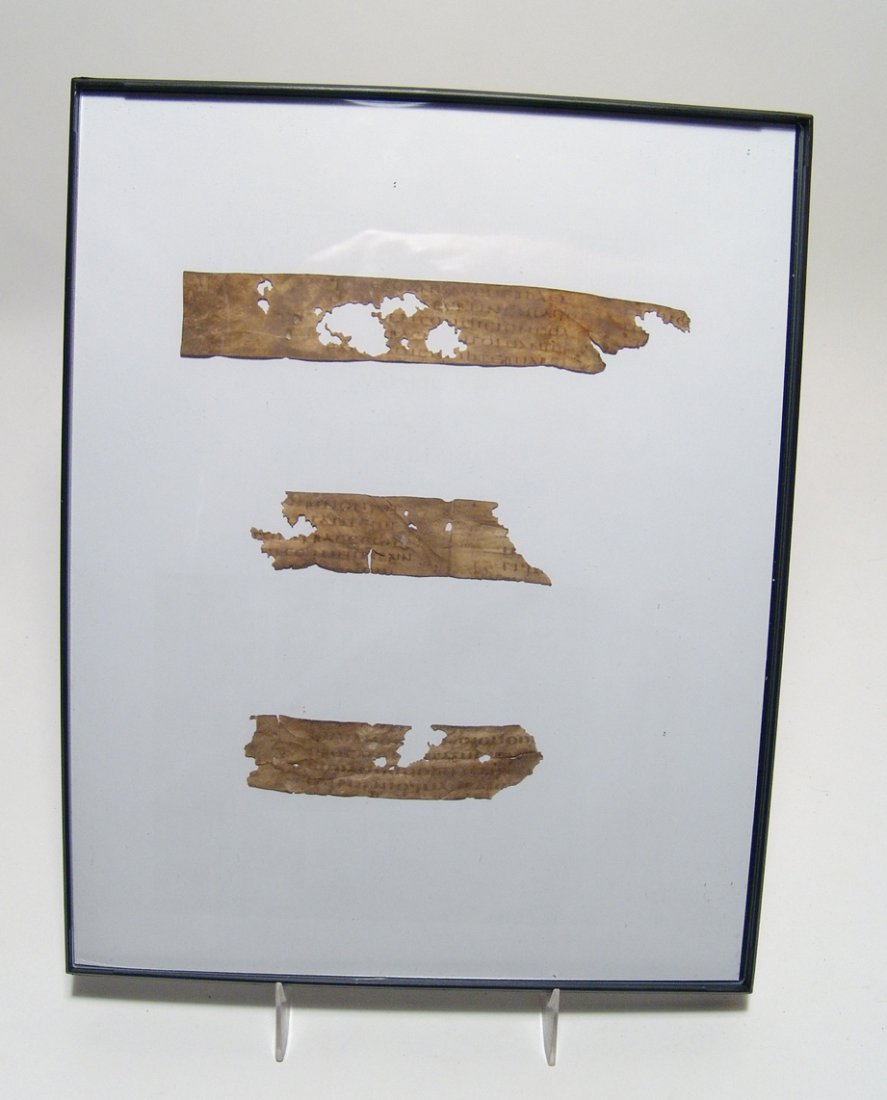 Lot of 3 vellum strips from a Coptic book, Egypt (1 of 6)