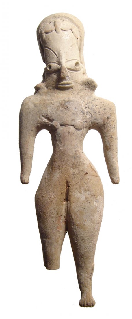 A large terracotta Mehrgarh standing figurine (1 of 3)