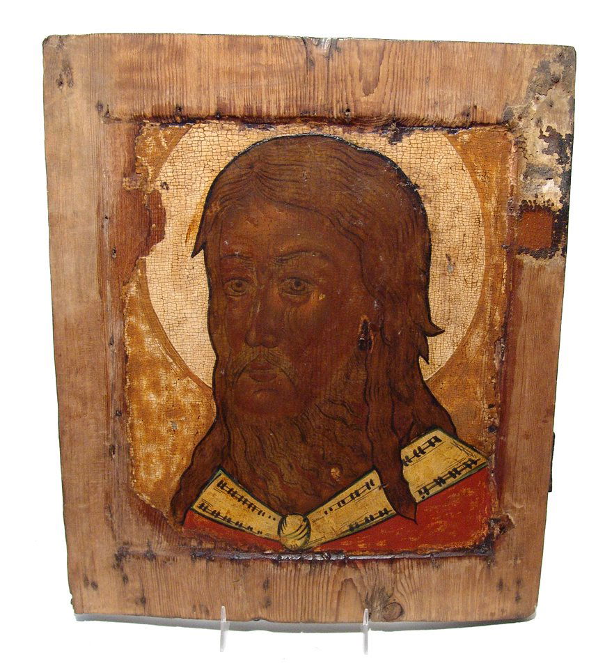 Gilded and painted Russian Icon of John the Baptist (1 of 3)