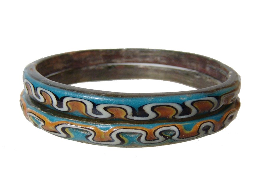 A pair of beautiful multicolored glass bracelets (1 of 4)