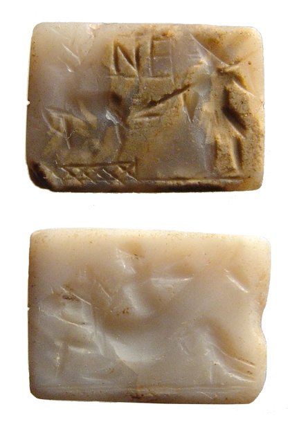 Chalcedony rectangular stamp seal, Levantine (1 of 3)
