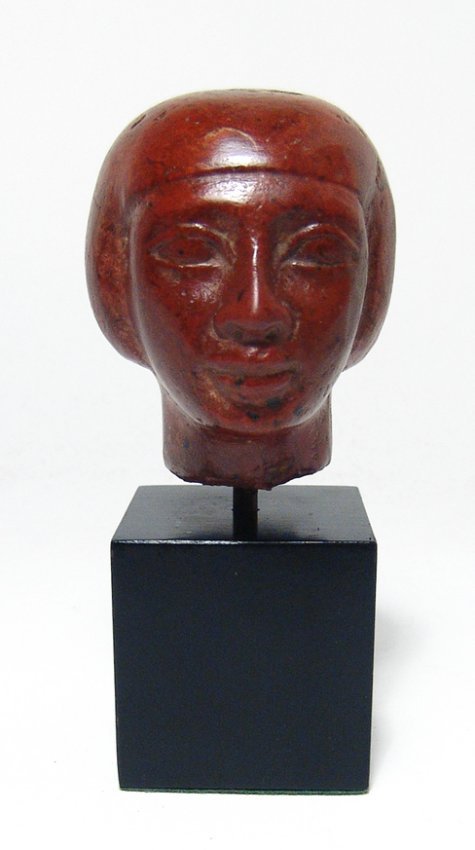 Egyptian Red jasper head of a man, Late Period (1 of 4)