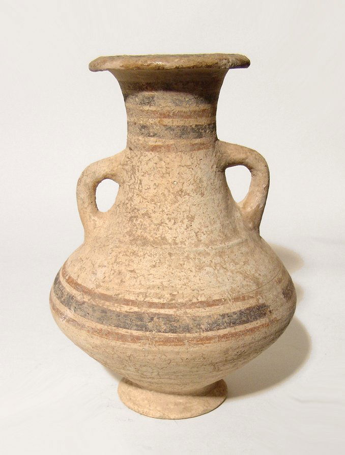 A Canaanite chocolate on white ware amphora (1 of 3)