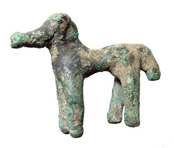 Greek Geometric bronze bull, Olympia, c. 8th Century BC (1 of 3)