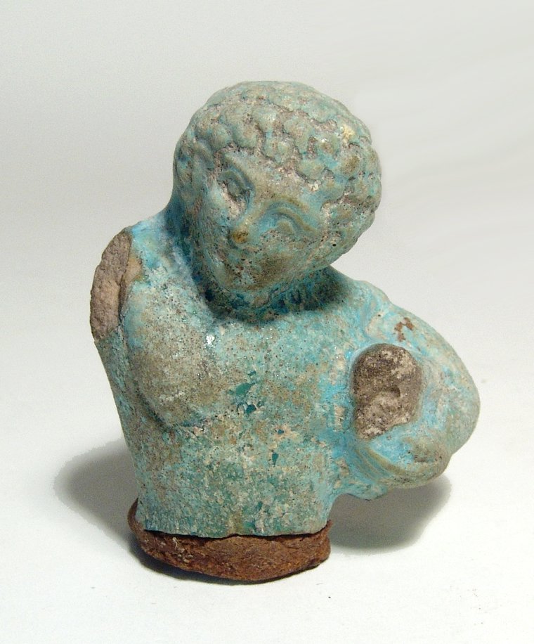 Egyptian blue glazed composition bust of a young man (1 of 4)