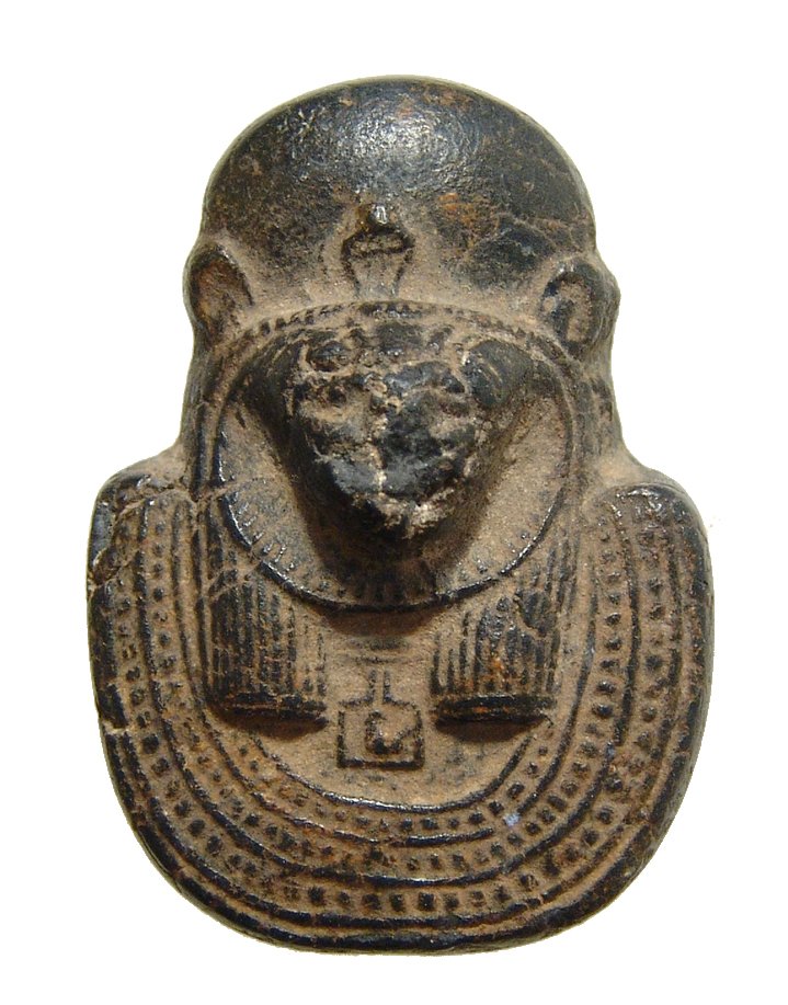 An Egyptian black steatite aegis of Sekhmet: The California Museum of Ancient Art is de-accessioning lot #65 (acquisition # CMAA005-E0028) to raise funds for its Ancient Art Acquisition Fund in order to build its growing collections. An Egyptian