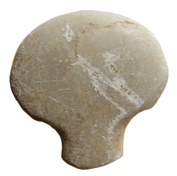 Alabaster oval Kasura-type head from a 'Violin Idol': The California Museum of Ancient Art is de-accessioning lot #76 (acquisition # CMAA020-A0451) to raise funds for its Ancient Art Acquisition Fund in order to build its growing collections. A light tan