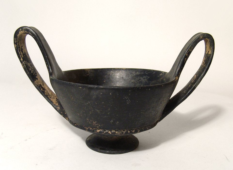 Etruscan Bucchero footed kantharos, c. 6th Century BC (1 of 3)