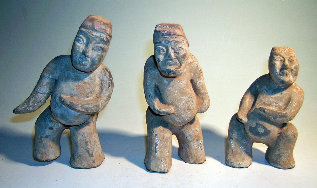 A trio of Chinese tomb figures, Han Dynasty (1 of 4)