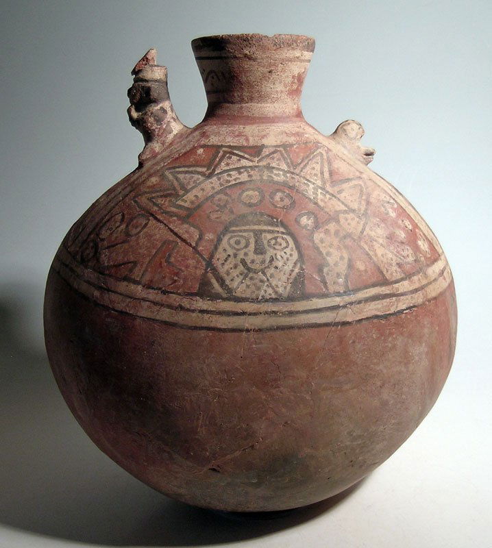 A large Pre-Columbian polychrome vessel, ca. 800 AD (1 of 3)