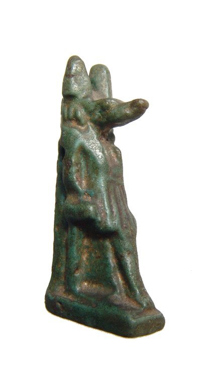 A nice Egyptian faience amulet of Anubis (1 of 3)