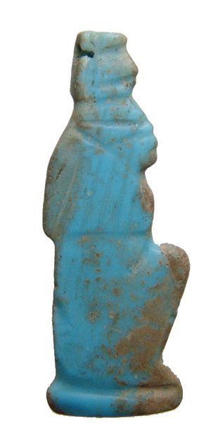 Egyptian light blue glass amulet of the goddess Ma'at (1 of 2)