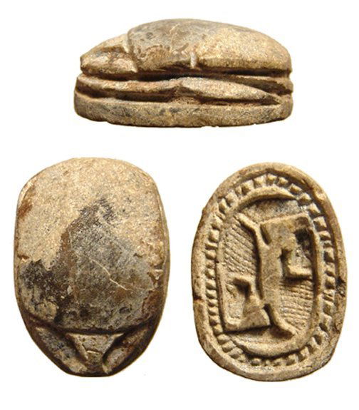 A choice Egyptian steatite scarab, 2nd Intermediate (1 of 1)