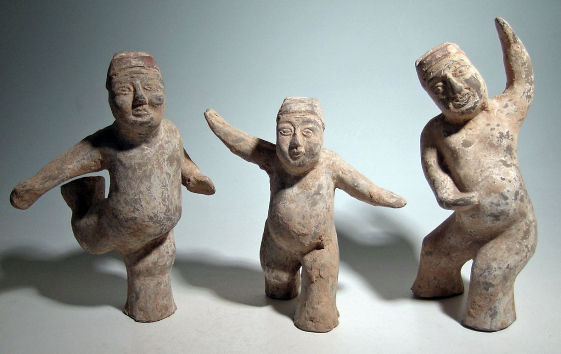 A trio of Chinese tomb figures, Han Dynasty (1 of 4)