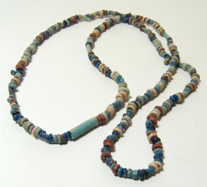 A multi-colored Egyptian beaded necklace, Late Period (1 of 2)