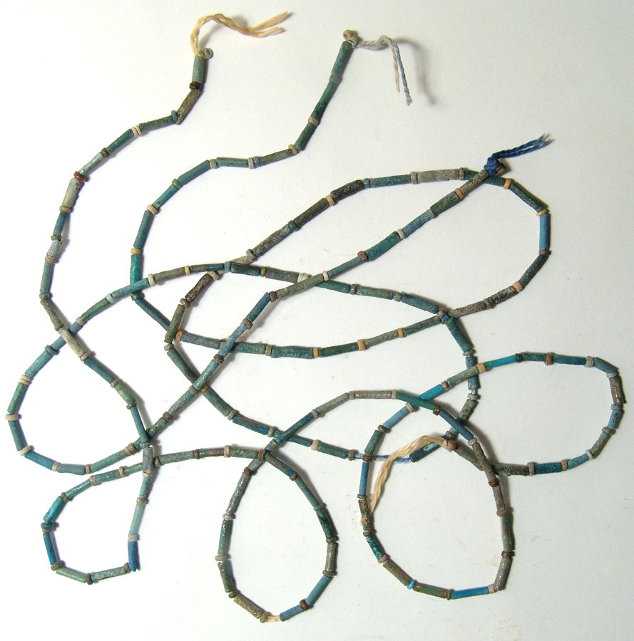 Two strands of Egyptian faience beads, Late Period (1 of 2)