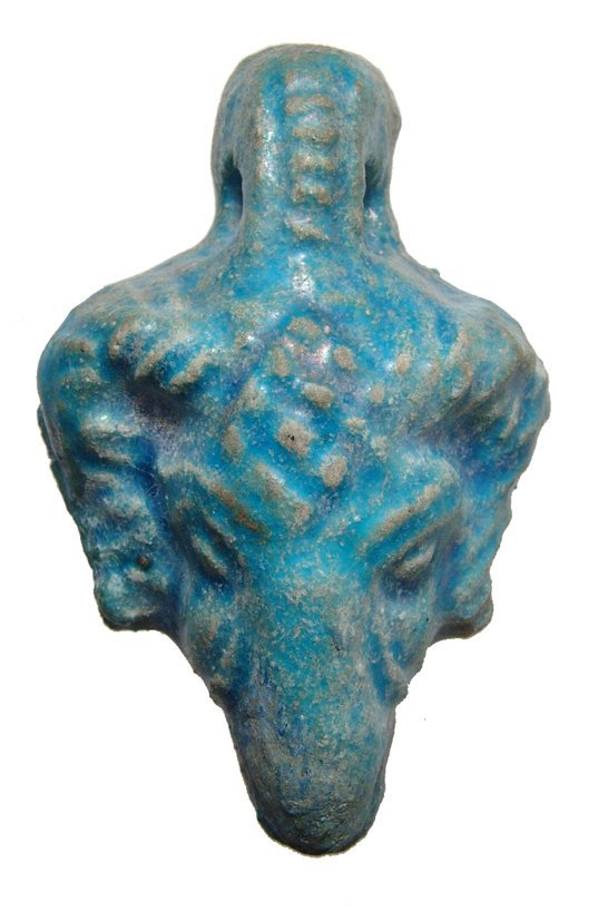 Egyptian blue glazed ram's head, Roman (1 of 3)