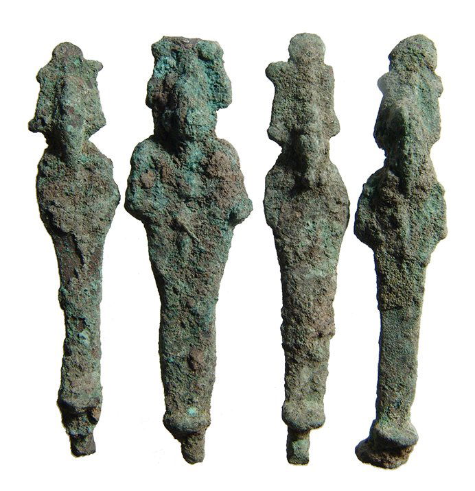 A group of 4 Egyptian bronze figures of Osiris (1 of 2)