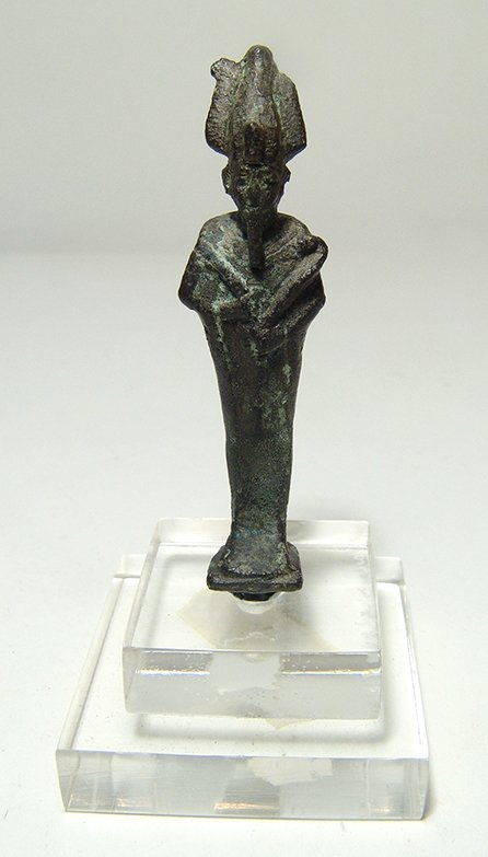 A small Egyptian bronze Osiris figurine, Late Period (1 of 3)