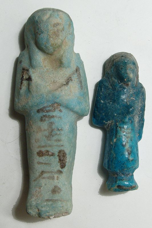 A pair of Egyptian faience ushabtis (1 of 3)
