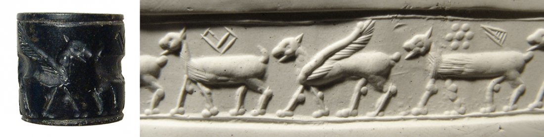 Early Dynastic black serpentine cylinder seal (1 of 3)