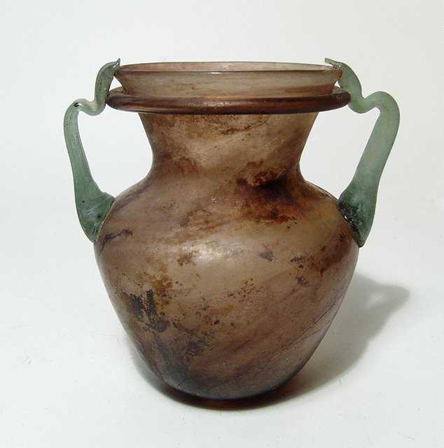 A large and attractive Roman purple glass vessel (1 of 3)