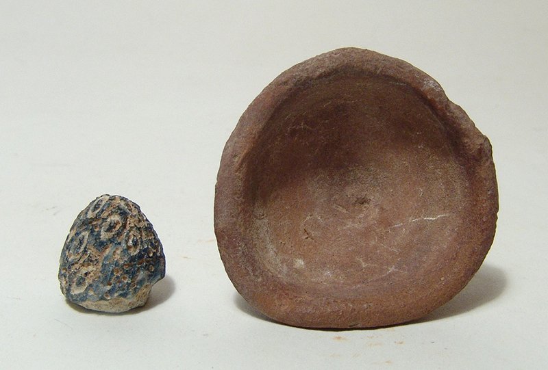 Egyptian offering cup and mosaic glass gaming counter (1 of 3)