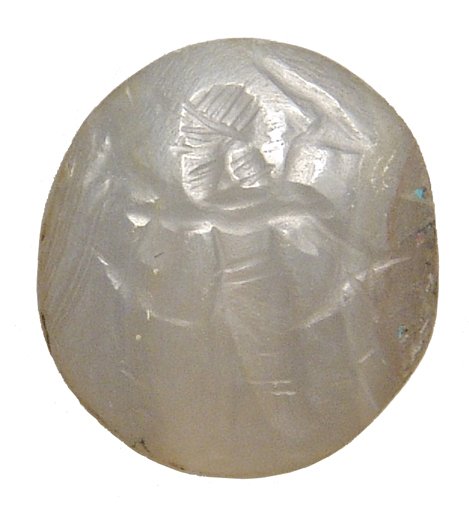 Neo-Assyrian creme chalcedony stamp seal (1 of 4)