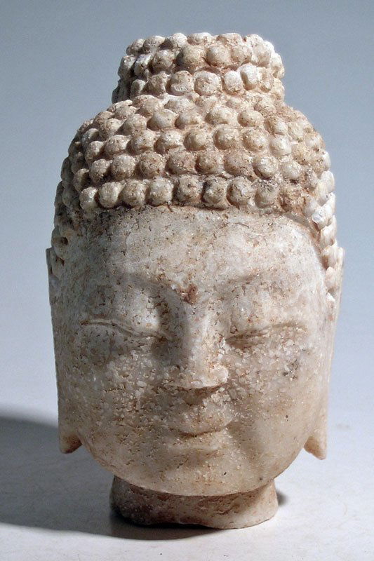 Exceptional stone Buddha head from Southeast Asia (1 of 4)