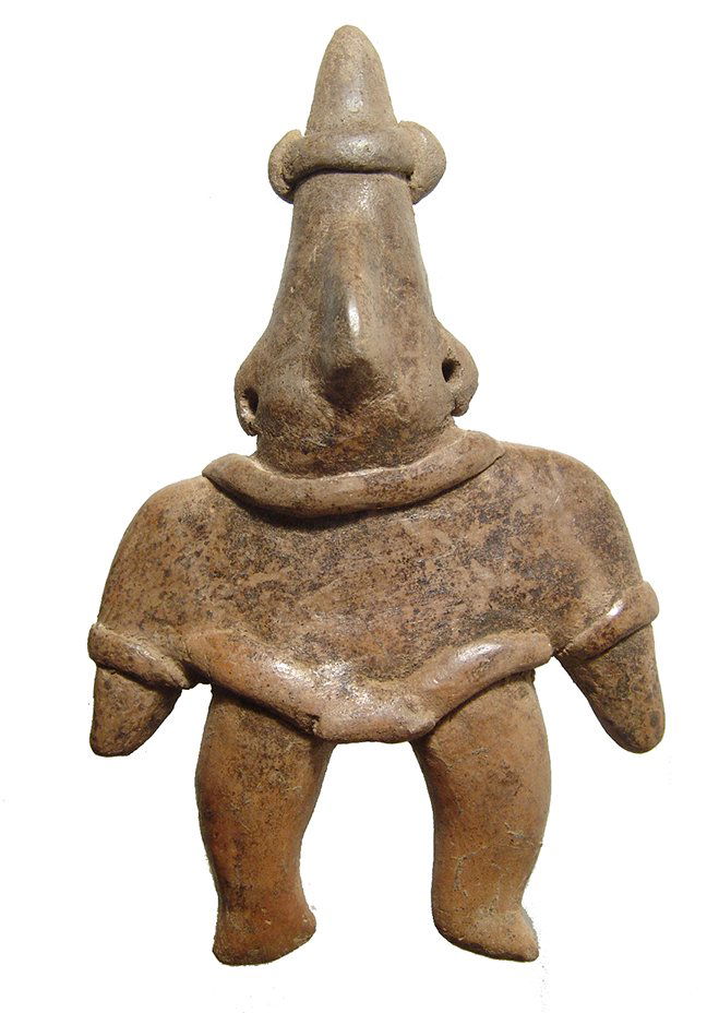 A Colima standing ball player figurine (1 of 2)