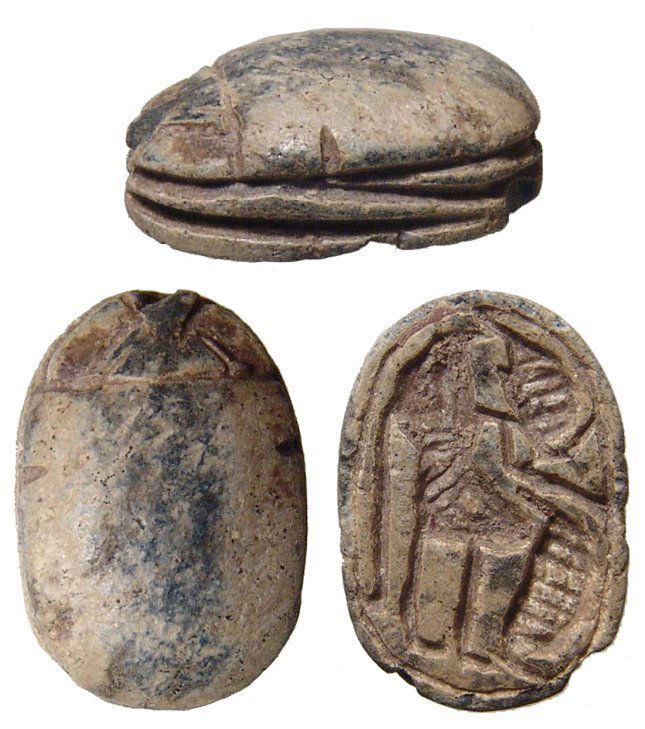 An Egyptian steatite scarab, 2nd Intermediate Period (1 of 1)