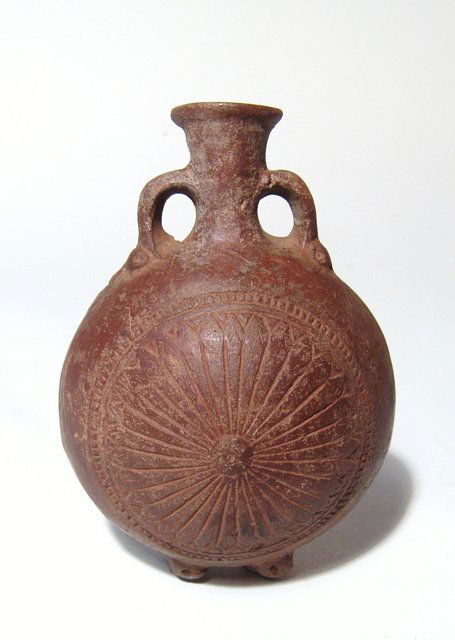 A Roman orange-ware terracotta flask, Egypt (1 of 3)