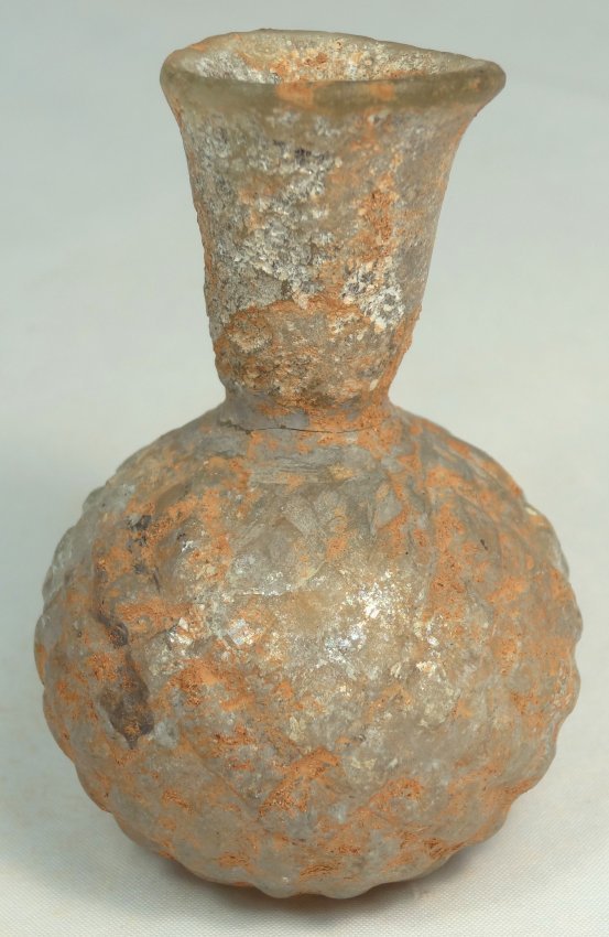 Roman blue glass sprinkler flask, Eastern Mediterranean (1 of 2)