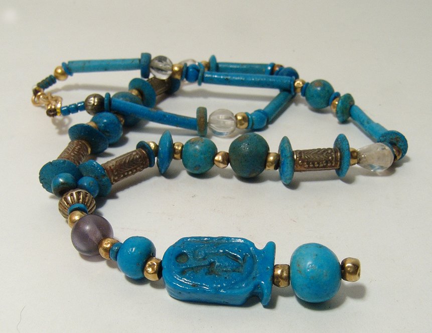 Beautiful Egyptian beaded necklace including cartouche (1 of 4)