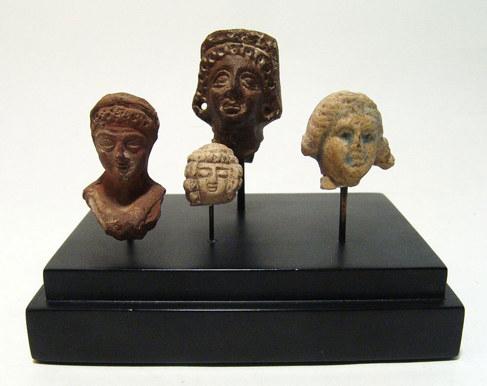 Lovely set of 4 nicely detailed ancient heads, Roman (1 of 7)