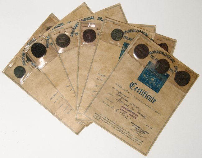 Lot of 12 ancient bronze coins with certificates (1 of 6)