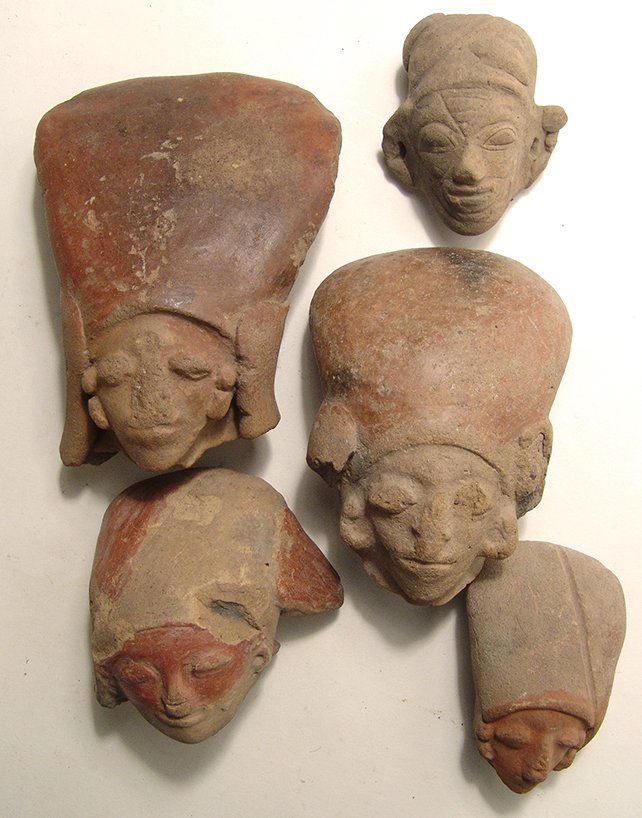 5 Jamacoaque and La Tolita-Tumaco large ceramic heads (1 of 3)