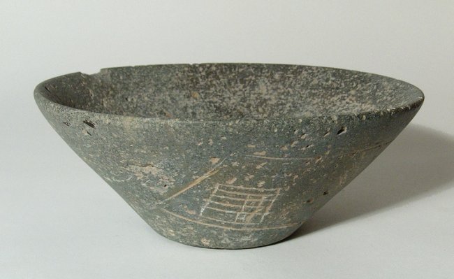 Large and heavy Sumerian green-gray granite bowl: The California Museum of Ancient Art is de-accessioning lot # 102B to raise funds for its Ancient Art Acquisition Fund in order to build its growing collections.