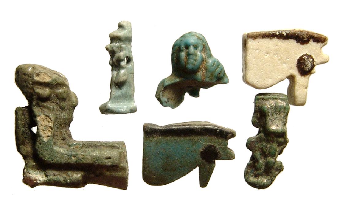 A group of 6 Egyptian faience amulets (1 of 1)