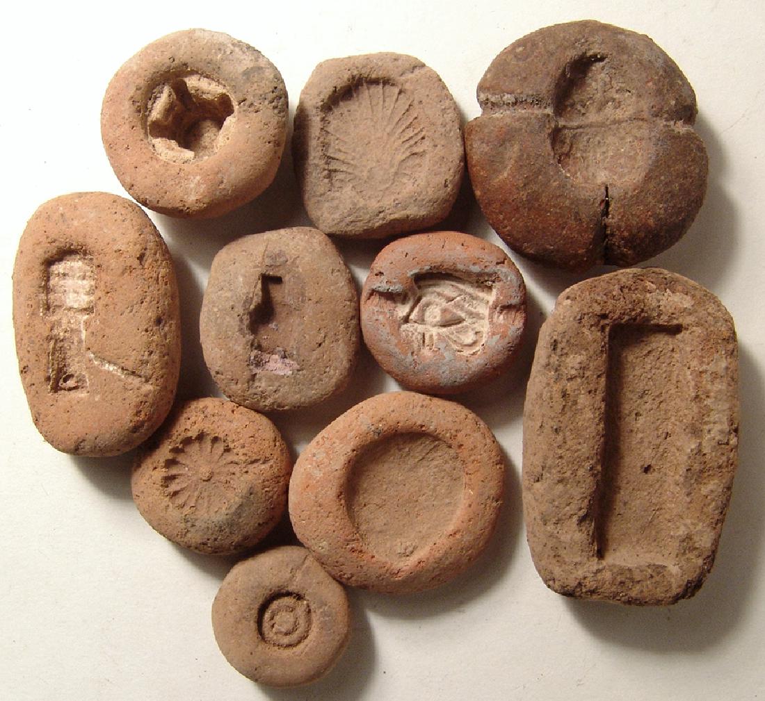 10 Egyptian terracotta amulet molds, New Kingdom (1 of 2)
