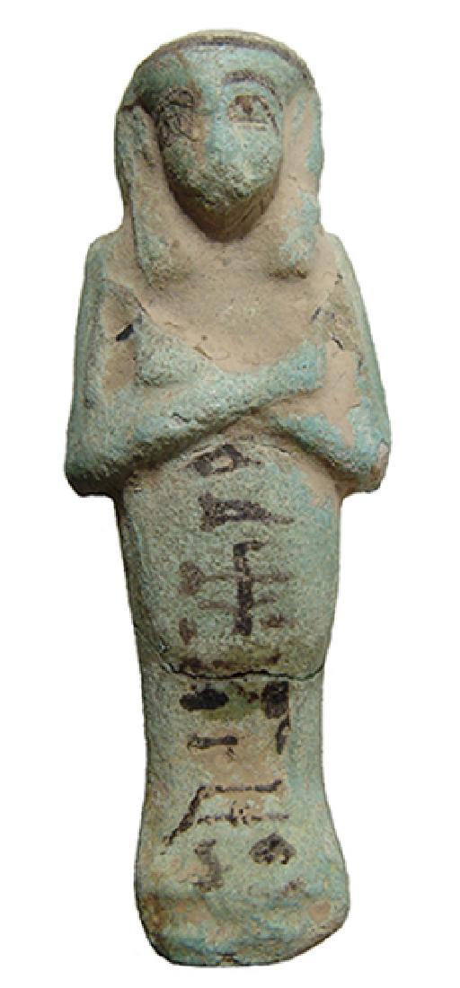 Egyptian faience Reis or Overseer ushabti, 22nd Dyn. (1 of 3)